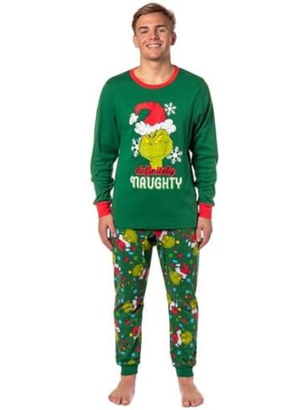 Cozy Grinch Christmas Pajama Set with Lights | Fun Holiday Sleepwear for Kids - Picture 2 of 5